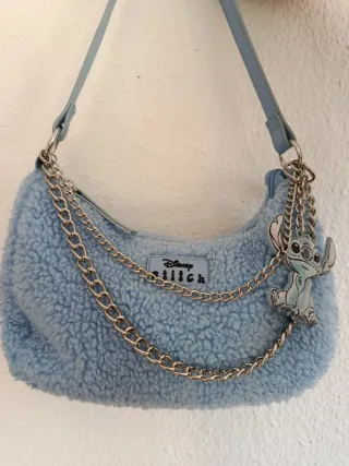 Bolso peludo azul Stitch Disney cadenas+monedero