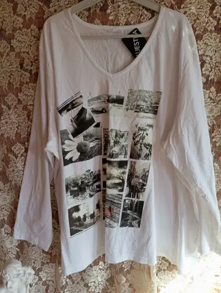 Camiseta Algodón Estampada Manga Larga Talla 52