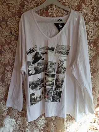 Camiseta Algodón Estampada Manga Larga Talla 52