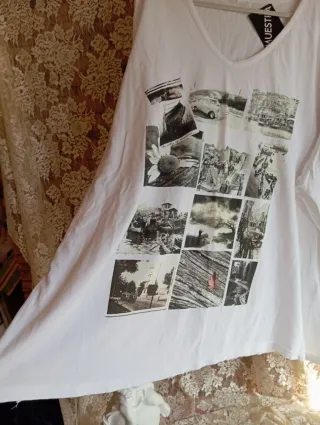 Camiseta Algodón Estampada Manga Larga Talla 52