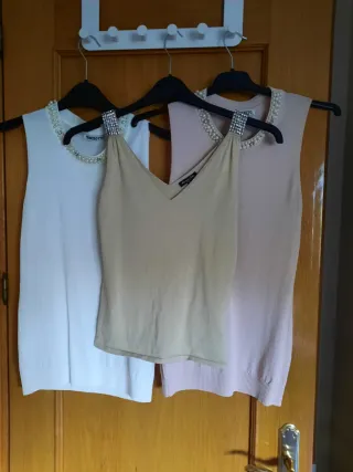 Conjunto 3 tops fiesta perlas y strass