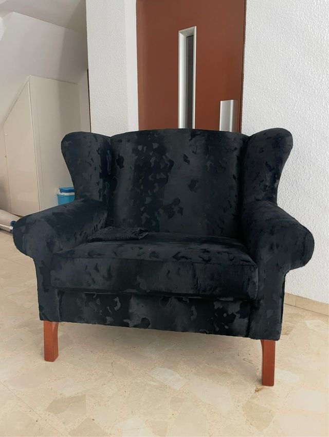 Sillón butaca terciopelo negro