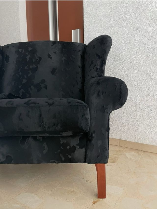 Sillón butaca terciopelo negro