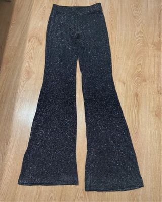 Pantalón campana brillante mujer