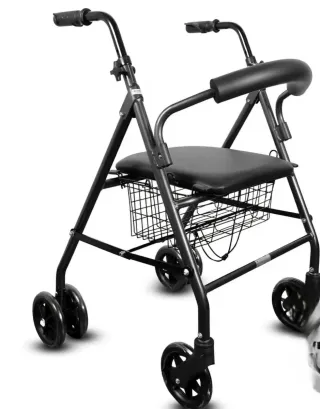 Andador con asiento y cesta nuevo, color rojo