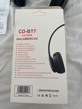 Auriculares Inalámbricos Eurotec CD-BT7 Negros