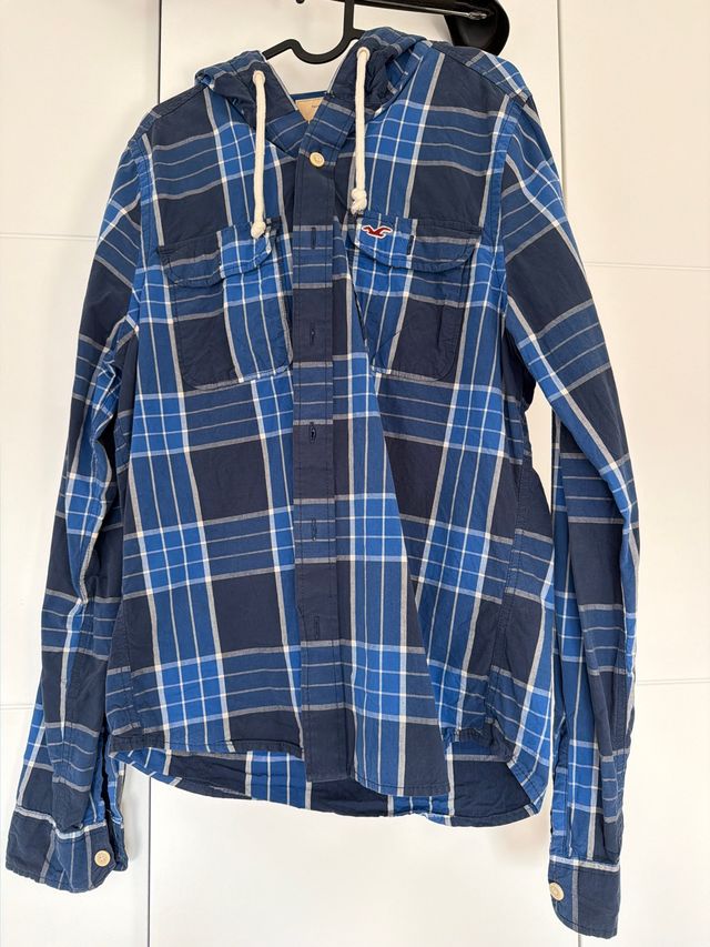 Camisa Hollister cuadros azul y blanco