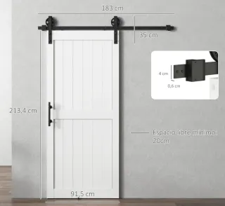 Puerta corredera granero (91,5x213,5x6) Herrajes