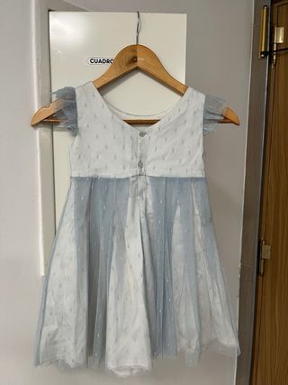 Vestido niña fiesta azul y blanco