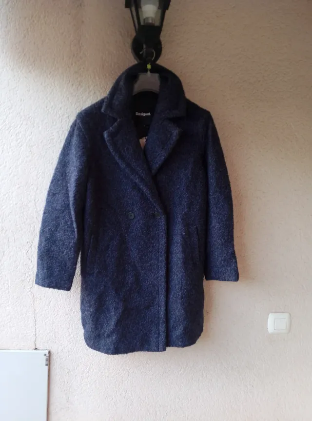 Chaquetón azul y gris mujer