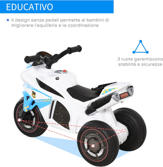 Moto Giocattolo a 3 Ruote per Bambini 18-36 Mesi,