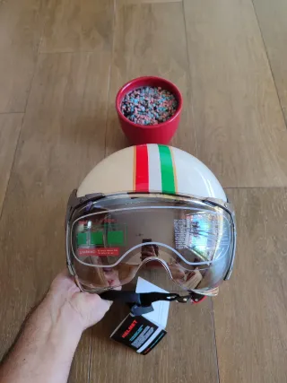 Casco Moto Retro Jet Talla M Tricolor Unisex