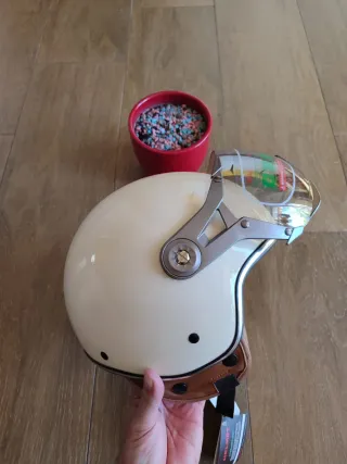 Casco Moto Retro Jet Talla M Tricolor Unisex