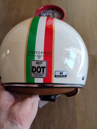 Casco Moto Retro Jet Talla M Tricolor Unisex