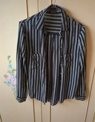 Camicia ALCOTT a righe nere e bianche taglia XS