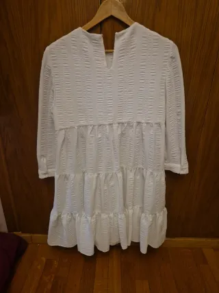Vestido Zara blanco volantes talla XS