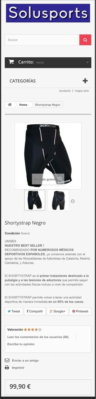 Mallas SHORTYSTRAP Talla M+ Pubalgia/Aductores