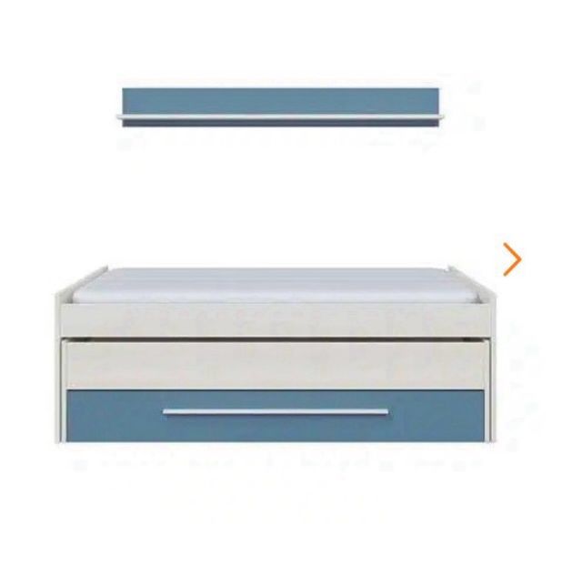 Cama juvenil con cajón y estante