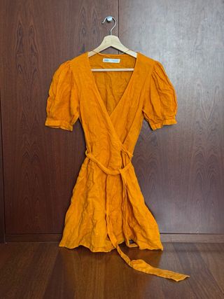 Vestido Zara naranja lino