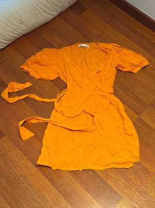 Vestido Zara naranja lino