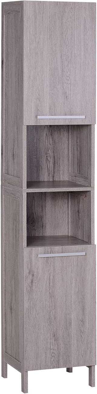 Colonna Bagno con 2 Armadietti e 2 Ripiani Aperti,