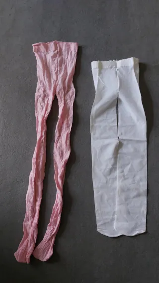 Collant bimba rosa e bianco