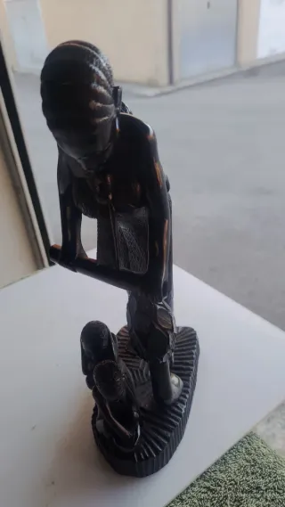 Scultura Mogano Senegal Donna con Bambini