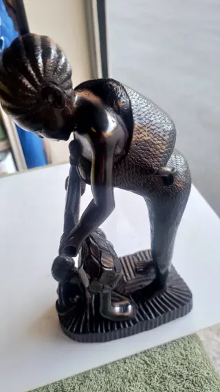 Scultura Mogano Senegal Donna con Bambini