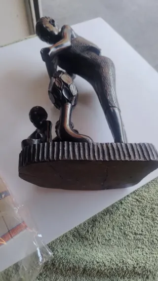 Scultura Mogano Senegal Donna con Bambini