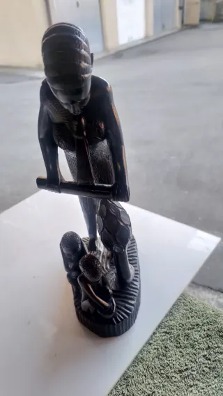 Scultura Mogano Senegal Donna con Bambini