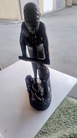 Scultura Mogano Senegal Donna con Bambini