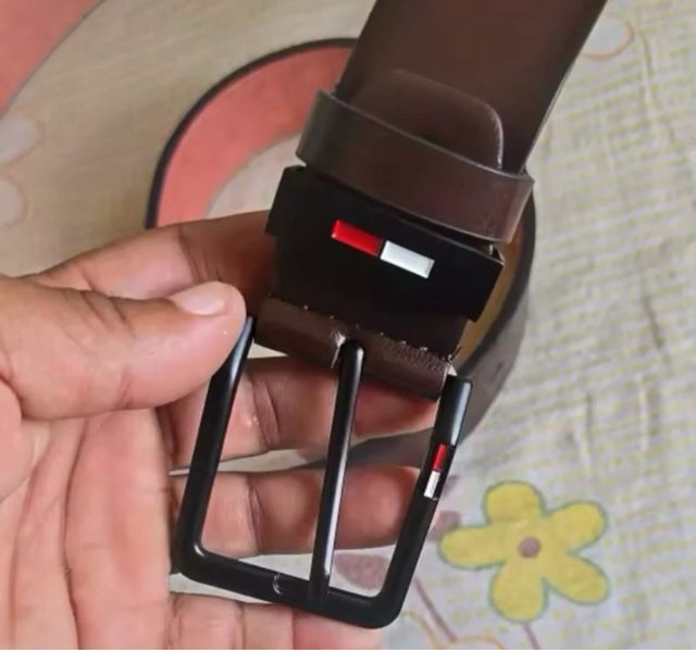 Cinturón Marrón Hebilla Negra Hombre