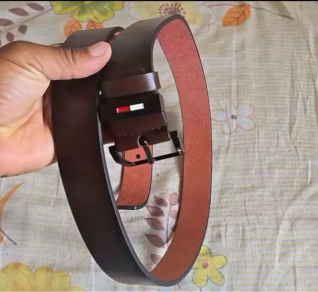 Cinturón Marrón Hebilla Negra Hombre