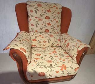 REGALO sillón individual cómodo beige y naranja