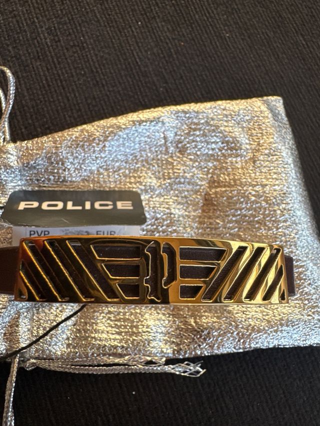 Pulsera Police Dorada y Marrón nueva
