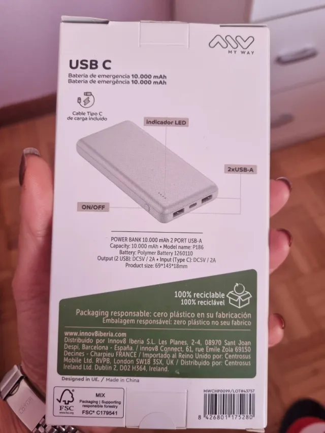 Power Bank My Way 10.000 mAh sin estrenar