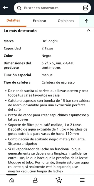Cafetera DeLonghi Stilosa Negra
