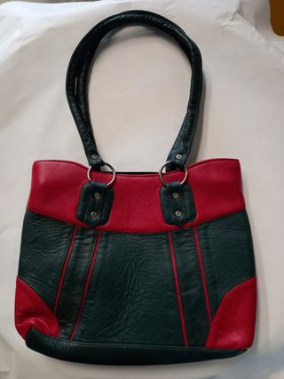 Borsa a mano donna pelle verde e rossa