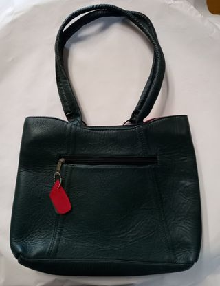 Borsa a mano donna pelle verde e rossa