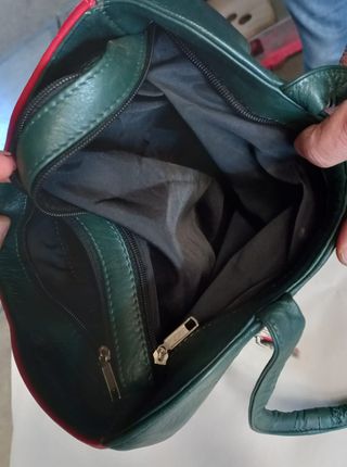 Borsa a mano donna pelle verde e rossa