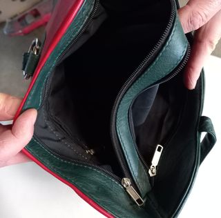 Borsa a mano donna pelle verde e rossa