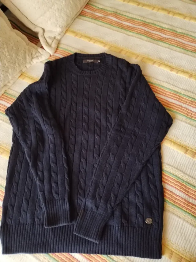 Camisola Sacoor Azul Malha Trançada