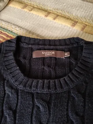 Camisola Sacoor Azul Malha Trançada