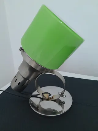 Lampada vintage verde e argento