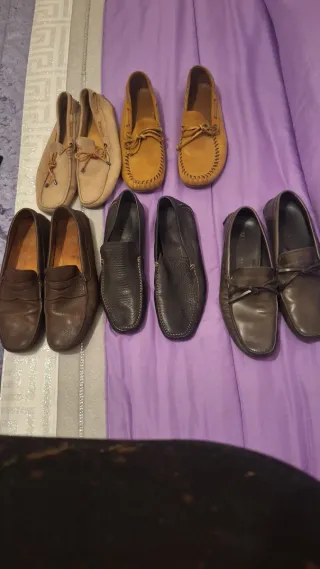 Lote Zapatos Mocasines Marrón y Beige