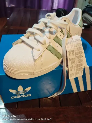 Zapatillas Adidas Superstar W Mujer Verde Blanco
