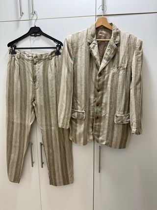 Completo uomo righe beige e marrone