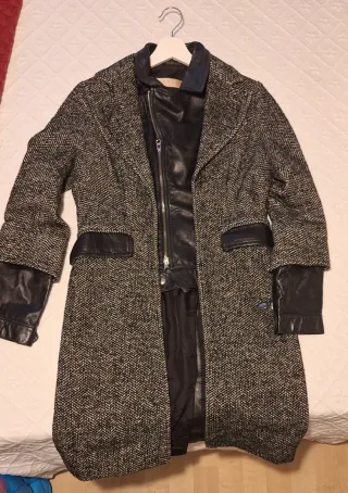 Abrigo tipo cazadora tweed y piel