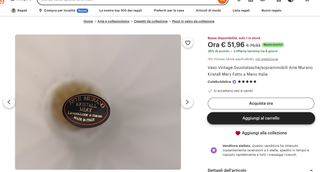 Vaso Vintage Arte Murano Kristall Mery