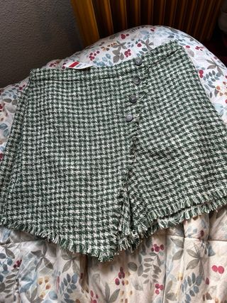 Falda pantalón pata de gallo verde M